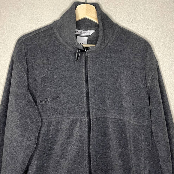 Columbia Fleece Jacket Gray Classic Full Zip Long Slv Logo Gorpcore Size Medium - Picture 5 of 11